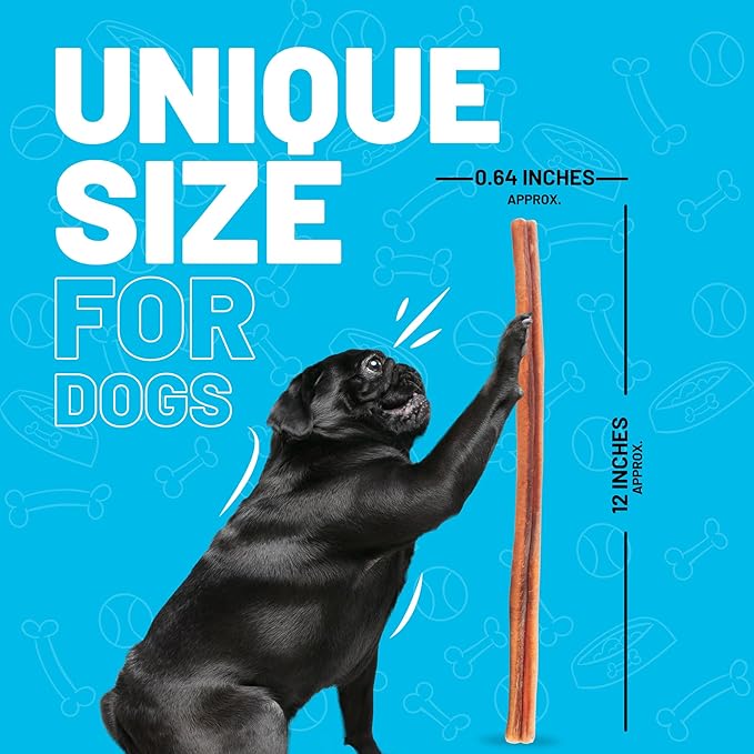 Sitka Farms Bully Sticks XL 12 inch - 6 Count - Bully Sticks 100% Natural and Long Lasting Dog Chews for Medium Large and Small Dogs of All Breeds - Grain & Rawhide Free Chews