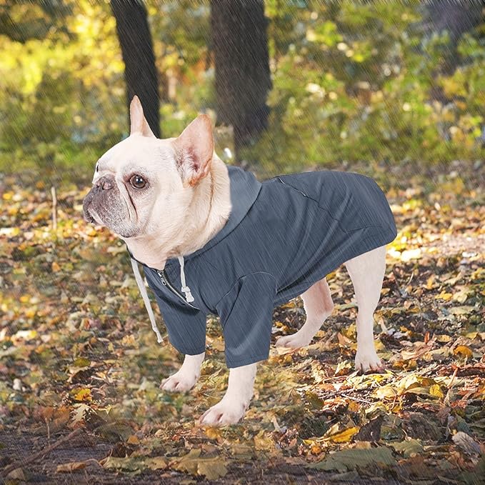 Dog Raincoat rain Jacket Raincoat Dogs Waterproof Small Medium Breeds Zip Closure Storage Pocket Harness Hole Blue M