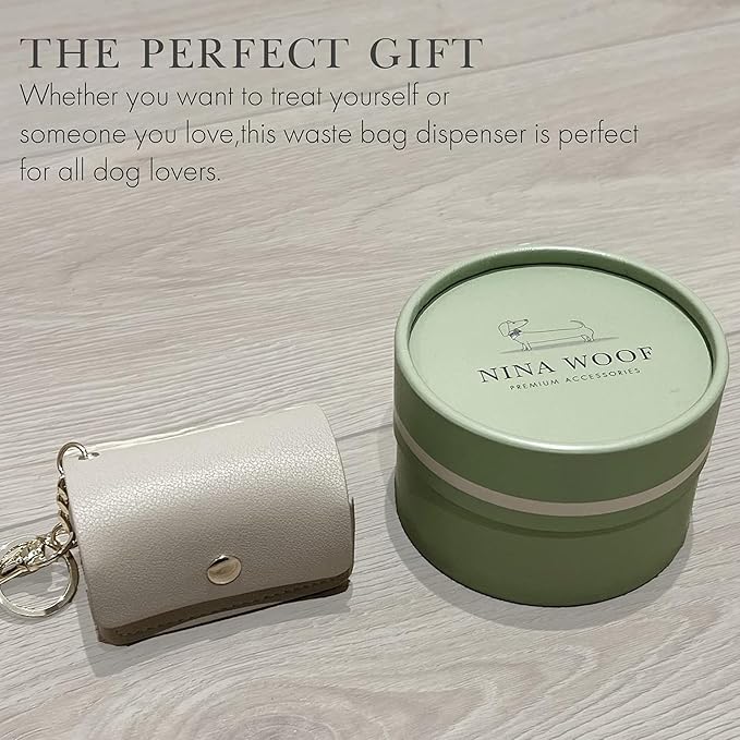 NINA WOOF Leather Poop Bag Holder- Versatile Vegan Leather Waste Bag Holder for Dog Poop, Accessories, & Leash, Reusable Pet Waste, Trash, Pet Diaper & Poop Bags Small Pouch Holder (Pink)