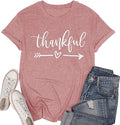 NIUBIA Women's T Shirts Summer Tops Simple Heart Graphic Shirts Sayings Short Sleeve Vacation Casual Blouse Thankful Tee