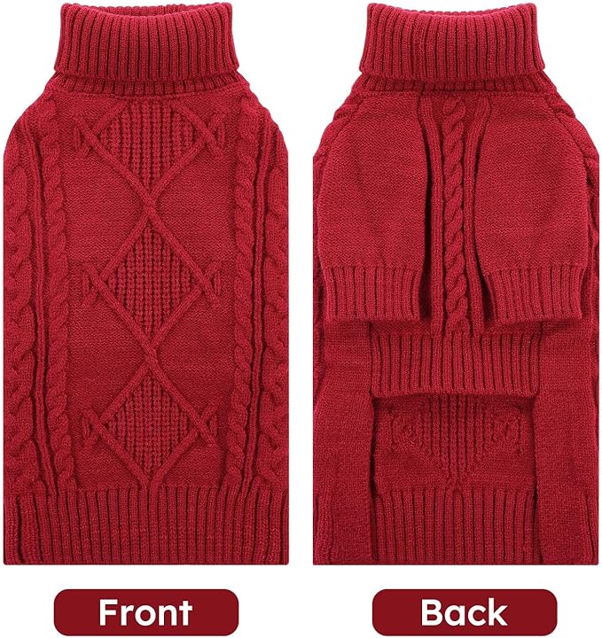 ASENKU Knitted Dog Sweater, Pullover Big Thermal Dog Winter Sweater, Turtleneck Doggy Sweaters for Large Medium Dogs Boy Girl,Warm Pet Sweatshirt for Labrador,Golden Retriever,3XL