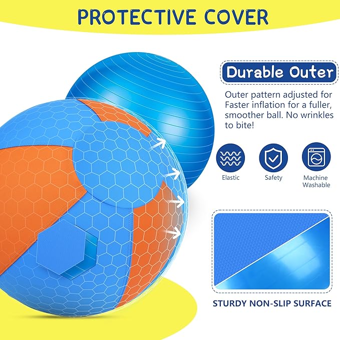 Herding Ball for Dogs and Horses - 18" Jolly Ball for Dogs, Agility Training Equipment, Herding for Australian/German Shepherd, Improved Bite-Resistant, Reinforced Sewing Dog Toys - Blue&Orange (NEW)