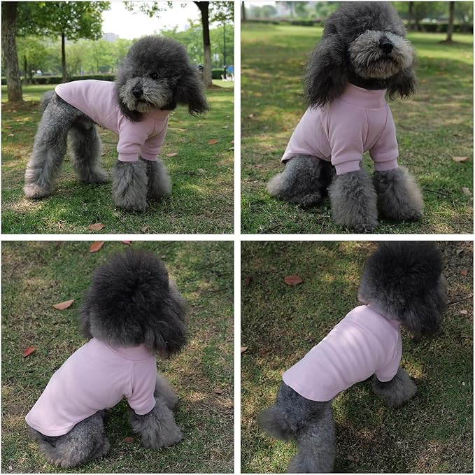 Lovelonglong Ribbed Dog T-Shirt Cotton Knitted Dog Sweaters for All Season Pet T-Shirts for Large Medium Small Dogs Light Pink XL