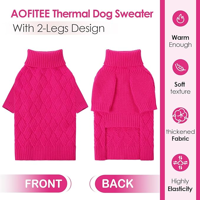 AOFITEE XL Dog Sweater, Dog Sweater Large Size Dogs, Large Dogs Sweaters for Female Male, Turtleneck Thick Warm Knitted Winter Fall Pet Sweatshirt Pullover, Solid Pet Christmas Sweaters, XLarge