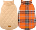 Kuoser Waterproof Dog Coat, Reversible Dog Jacket for Large Dogs, Adjustable Durable Doggie Winter Coat for Groowing Puppies Warm Puppy Cold Weather Apparel, Orange L