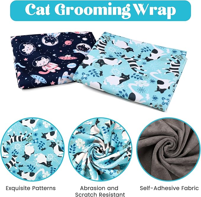 21.7" Cat Grooming Wrap, Cat Wrap for Cutting Nails, Anti-Scratch, Anti-Escape Calming Packaging, Cat Swaddle Wrap for Kittens, Large