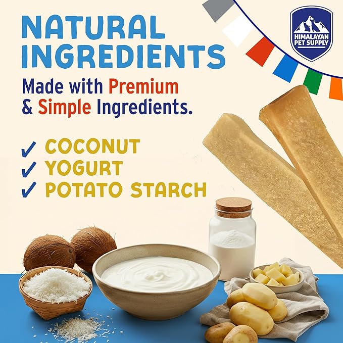 Himalayan Dog Chew Yogurt Sticks, Plain Flavored, Dog Treats With Prebiotics, Probiotics & Protein, Digestive Support, Lactose & Gluten Free, Natural Dog Treat for All Breeds, Made in America, 5 Count