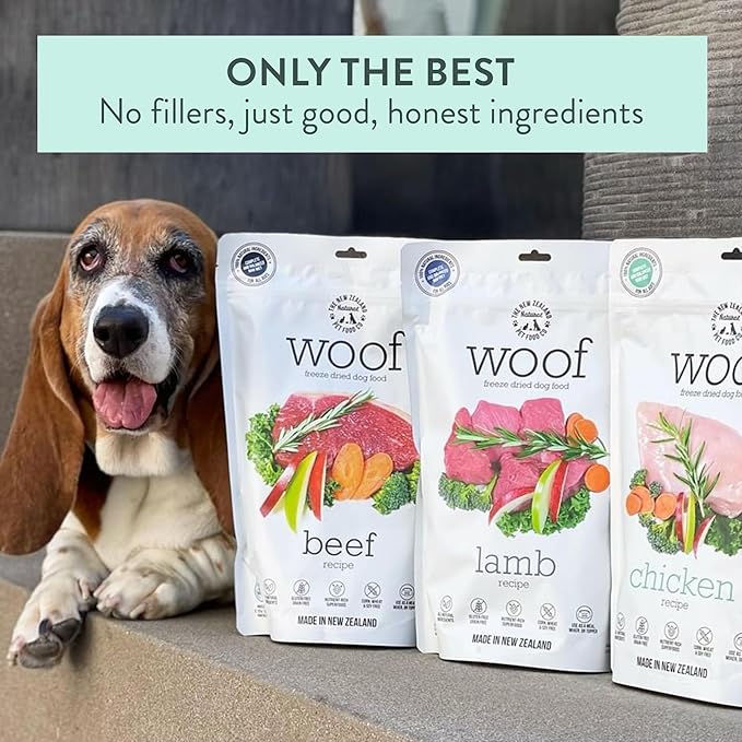 The New Zealand Natural Pet Food Co WOOF Freeze Dried Dog Food - Lamb Recipe, High Protein Dog Training Treats & Meals, Dog Food Topper, 2.2 lb