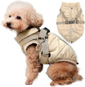 Dog Jacket with Harness,Fleece Lined Warm Puppy Coat for Winter,Soft Windproof Medium Dog Vest,Khaki XL