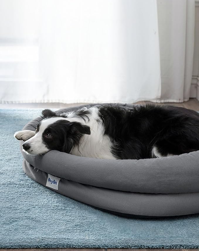 Orthopedic Dog Bed for Small Medium Size Dogs, Pet Sofa Bed with Egg Crate Foam, 4-Sided Bolster, Reversible Mattress, Removable Washable Cover & Anti-Slip Bottom, Dark Gray