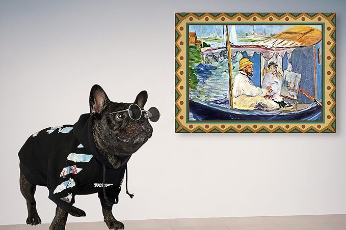 ChoChoCho Woof Dog Hoodie, Designer Dog Hoodies for Small Medium Large Breeds, Art Collection Dog Sweatshirts, Street Drawstring Hoodies Outfit Clothes for Puppy Puppies (3XL, Monet Painting)