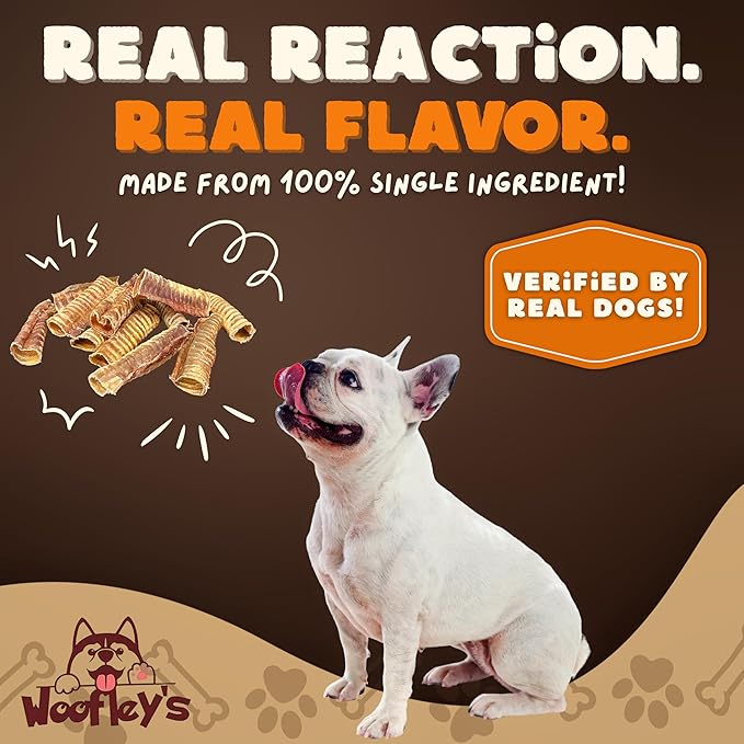 Woofley's Beef Trachea - (6 Inch 10 Pack) - Trachea Treats for Dogs - Natural Source of Glucosamine and Chondrotin for Joint Health - 100% Natural Beef Windpipe for Dogs