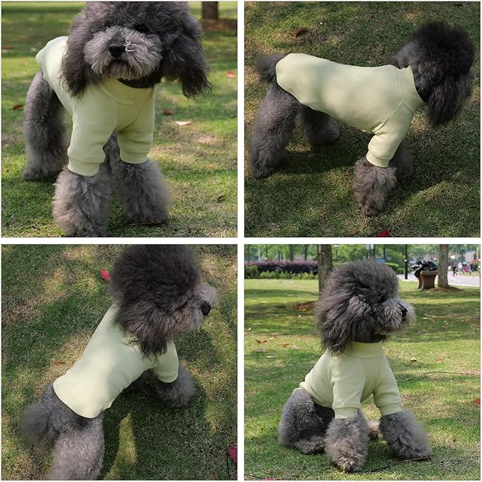 Lovelonglong Ribbed Dog T-Shirt Cotton Knitted Dog Sweaters for All Season Pet T-Shirts for Large Medium Small Dogs Chartreuse XS