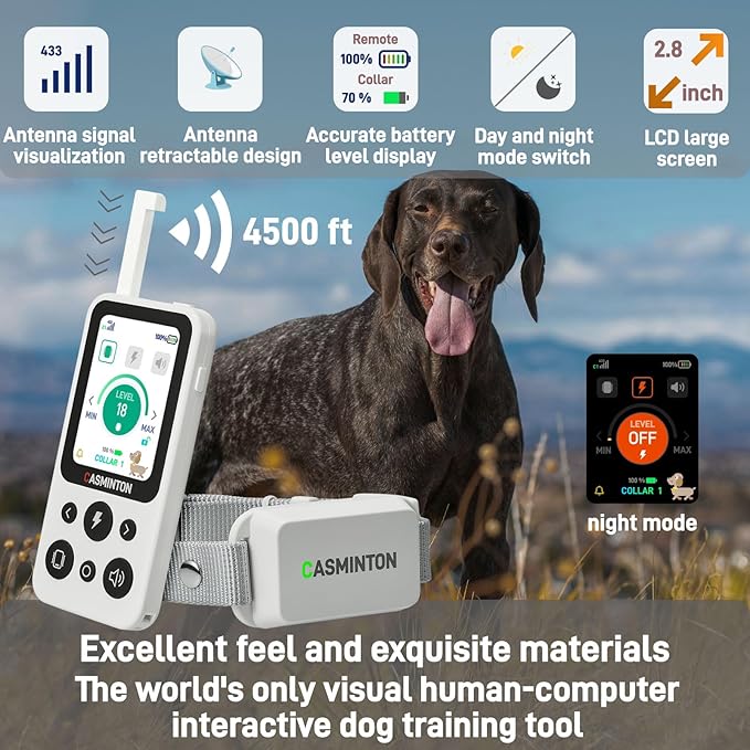 Shock Collar for Dogs [CRS01] 126 Training Levels, 4 Powerful Modes with 2.8-inch LCD high-Definition display100% Safe Training Collar for Large Medium Small Dogs IPX7 Waterproof E Collar