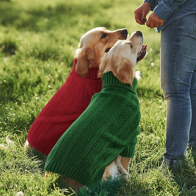 Queenmore XSmall Dog Sweater,Small Sweater for Pet,Soft Knitted Dog Sweater Christmas Clothing,Turtleneck Pullover Puppy Sweaters for Dogs Girls Boys,Cozy Pet Knitwear for Teacup,Chihuahua(Green,XS)