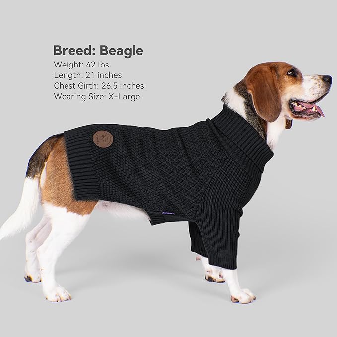 cyeollo Fleece Dog Sweater, Warm Turtleneck Dog Coat Stretchy Knit Sweaters for Small Dogs Boy Doggy Sweatshirt with Sleeves Fall Winter Pullover Cold Weather Dogs Clothes Wear, Black S