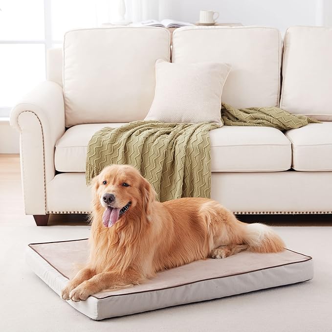 Orthopedic Memory Foam Dog Bed, Cooling Dog Beds for Extra Large Dogs -Waterproof Pet Bed for Crate with Removable Washable Cover, XXL(47inch,110Lbs)