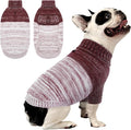 Queenmore Small Dog Sweater, Knitted Pullover Puppy Sweater,Cold Winter Pet Sweaters for Dog Girls Boys, Soft Turtleneck Knit Sweater with Leash Hole,Long Sleeves Christmas DogSweater(Purple,XS)
