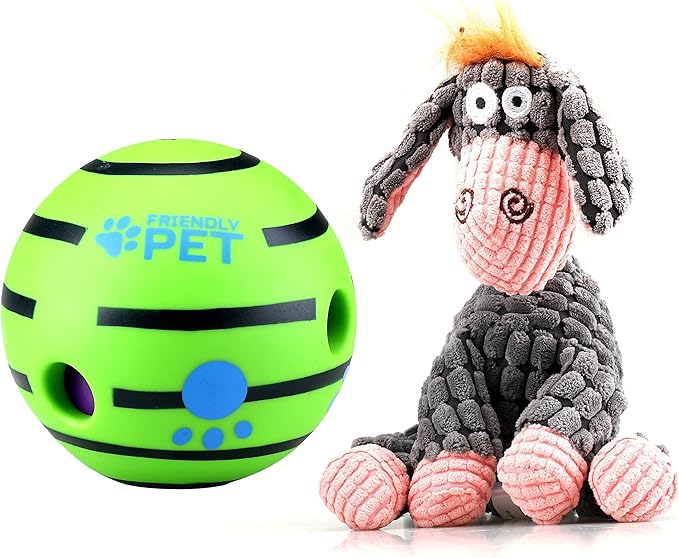 Wobble Giggle Ball and Plush Squeaky Toy Combo (Donkey) (Combo, Donkey)