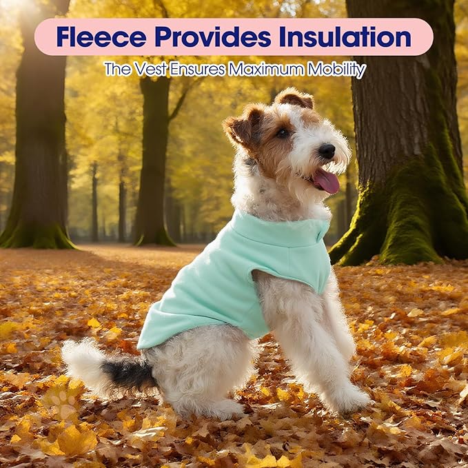FUAMEY Dog Fleece Vest for Large Dogs,Warm Stretchy Dog Sweatshirts Pullover with Leash Hole Dogs Sweater Soft Pet Turtleneck Cozy Pet Vest Lightweight Sleeveless Blue L