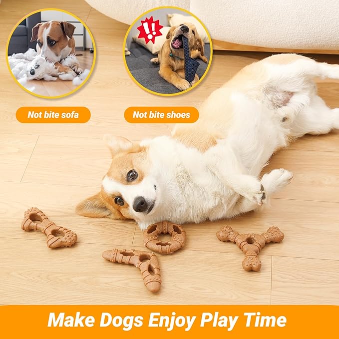 Dog Chew Toys for Aggressive Chewers, 6 Pack Tough Puppy Teething Toys, Interactive Dog Toys to Keep Them Busy for Small Dogs, 30lbs and Under