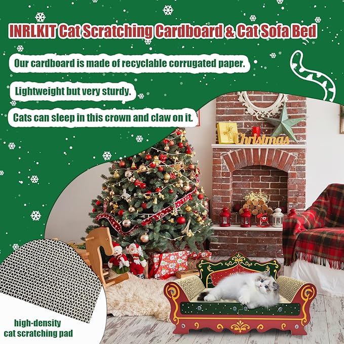 Luxury Cardboard Cat Scratcher Sofa Bed Couch Shaped Cat Scratching Board, Cat Scratch Lounge with Catnip,Cat Scratcher for Indoor Cats(Xmax)