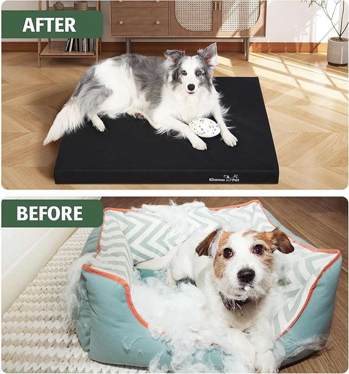 KHONSU PET Durable Tough Dog Bed - 800lbs Tear Strength Waterproof for Outdoor/Indoor Use Not for Aggressive Chewer (65lb Size L)