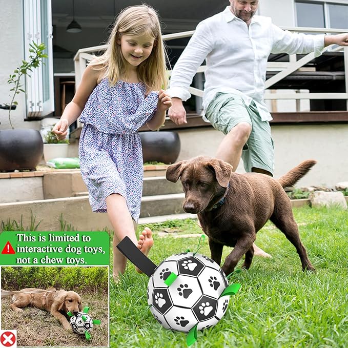 Dog Soccer Ball Toys with Straps, 6'' Interactive Dog Toys for Tug of War, Puppy Birthday Gifts, Dog Tug Toy, Dog Water Toy, World Cup Durable Dog Balls for Small Medium Dogs (6 Inch - Medium)