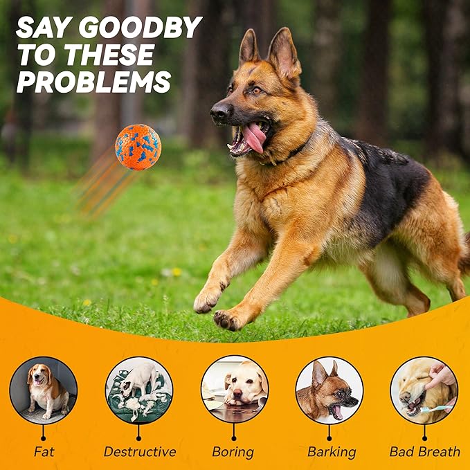 4Pcs Dog Balls, Tennis Balls for Dog Aggressive Chewers, for Large Medium Small Puppy, Training Catch&Fetch, Water Floats Toys, Orange