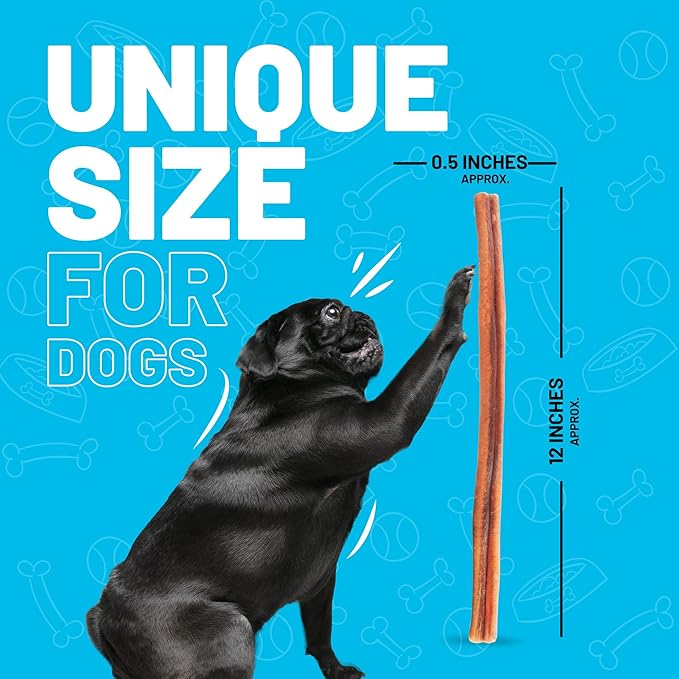 Sitka Farms Bully Sticks 12 inch - (24 Count) Bully Sticks Long Lasting Dental Treats for Large Medium and Small Dogs - Fully Digestible Rawhide Free Sticks for Agresive & Medium Chewers