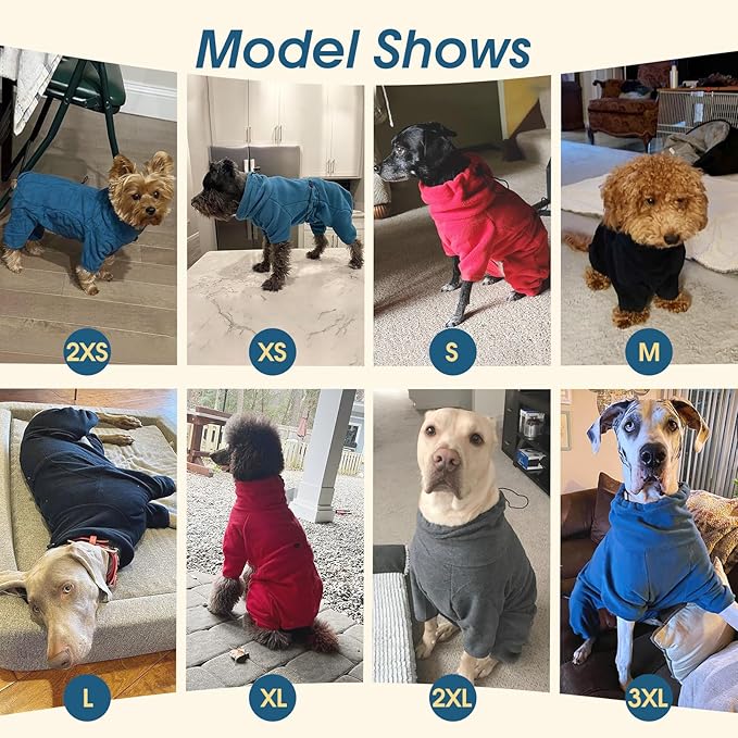 ROZKITCH Dog Pajamas Medium Size Dog, Pet Windproof Warm Cold Weather Jacket Vest Cozy Jumpsuit Apparel Outfit Clothes for Small Medium Large Dog Walking Hiking Sleep Red M