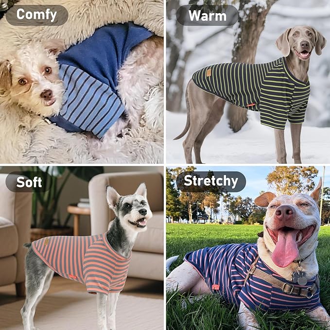 KYEESE 3Pack Dog Sweater Pets Clothes with Sleeves Pullover Dogs Sweatshirt Comfy Pets Sweaters Soft Dog Sweaters for Medium Dogs Girl Stretchy Pet Coat Lightweight Pet Fleece Sweater for Cold Weather