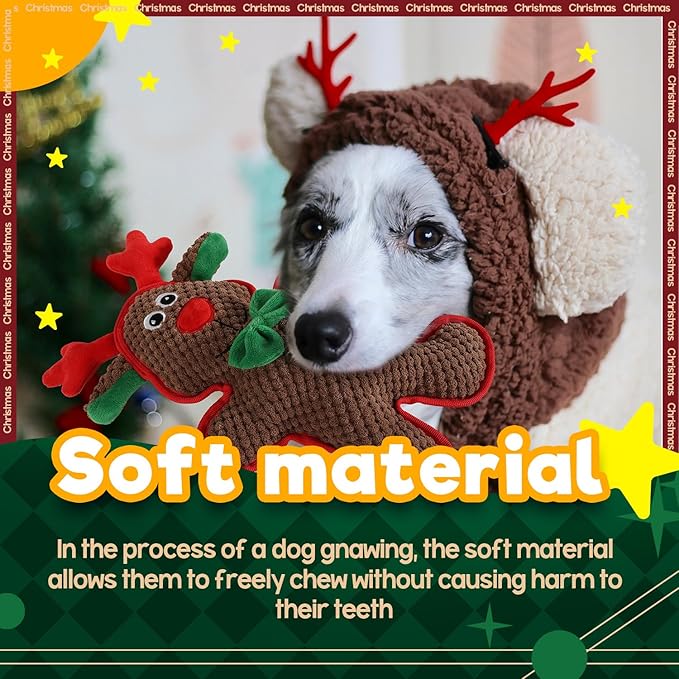 ALL FOR PAWS Christmas Dog Squeaky Toys Dog Gifts Chew Toy Enrichment Fetch Toys Holiday Birthday Gift for Medium to Large Dogs