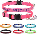 Personalized Cat Collars, Embroidered with Pet Name and Phone Number, Adjustable Nylon Breakaway Safety Release Buckle ID Collar,Custom Text with Bell for Cat or Kitten,Pink