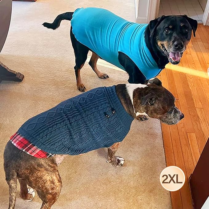 KYEESE Dog Sweater Warm Turtleneck Medium Dogs Sweater with Gingham Patchwork Comfy Pet Coat for Fall Winter Cold Weather Soft Pullover Dog Sweaters for Medium Dogs Boy