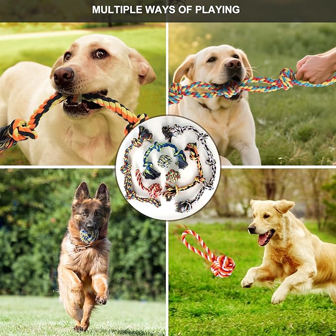 Rope Toys for Dogs Aggressive Chewers, Dog Rope Toy for Large Medium Breed, Tug of War Dog Toys Pack of 7 Indestructible Tough Pet Chew Toy Puppy Essentials Teething Toys Cotton