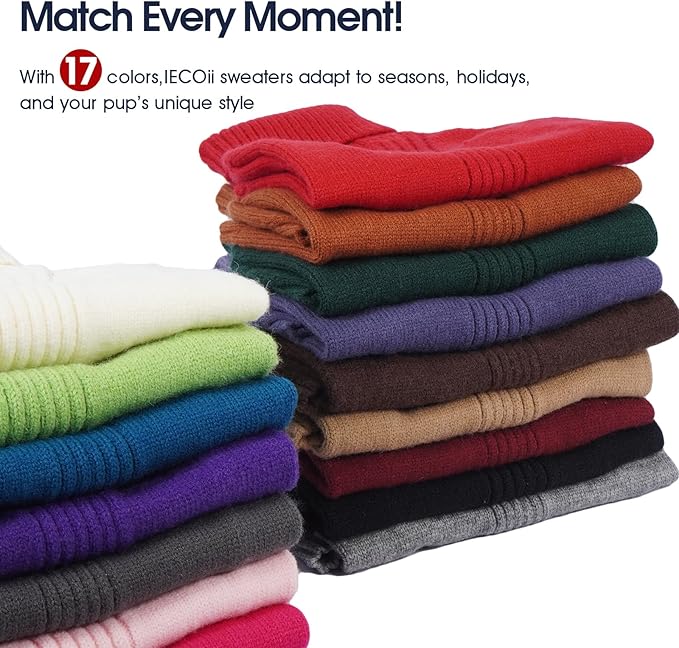 IECOii Dog Sweaters for Medium Dogs Girl Boy,Holiday Knit Doggy Sweatshirt with Sleeve,Turtleneck Thick Warm Dog Sweaters for Winter,Pullover Knitwear for French Bulldog,Boston Terrier (Caramel, L)
