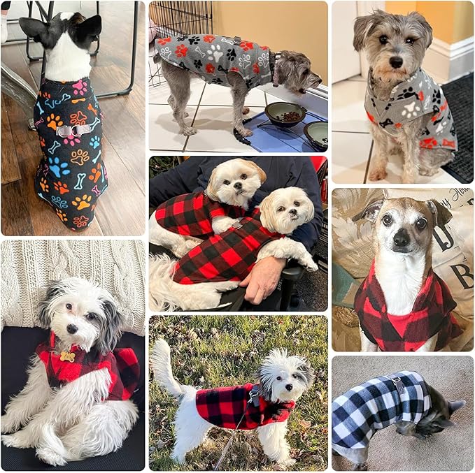 BEAUTYZOO Small Dog Sweater Fleece Vest Winter Jacket, D-Ring Leash Attachment for XS S Puppy Medium Sized Breeds Dogs, Cold Weather Dog Clothes Windproof Keep Warm, Black Bones Paw XS