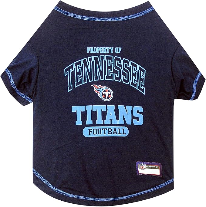 NFL Tennessee Titans Dog T-shirt X-Small. - Licensed Shirt for Pets Team Colored with Team Logos- Premium Stretchable Materials for the comfort of your Dog & Cat