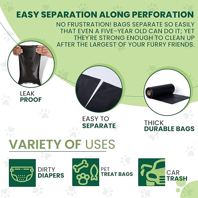 Dog Waste Bags 6000 Count - Thick Plastic Dog Poop Bags Rolls Replacements for Outdoor Disepensers - Leak Proof and Tear Resistant