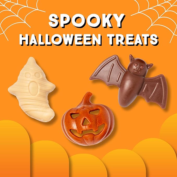 Ultra Chewy Halloween Treats - Trick or Treat Pack - Highly Digestible Fun Shapes Dental Treats for Your Dog - Made with Real Chicken (4 Packs)