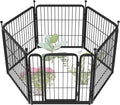 FXW Garden Fence Outdoor for The Yard – 24in(H) x 11.4ft(L) Heavy Duty Metal Animal Barrier for Dog and Rabbit, Decorative Dog Fence, 6 Panels, Black