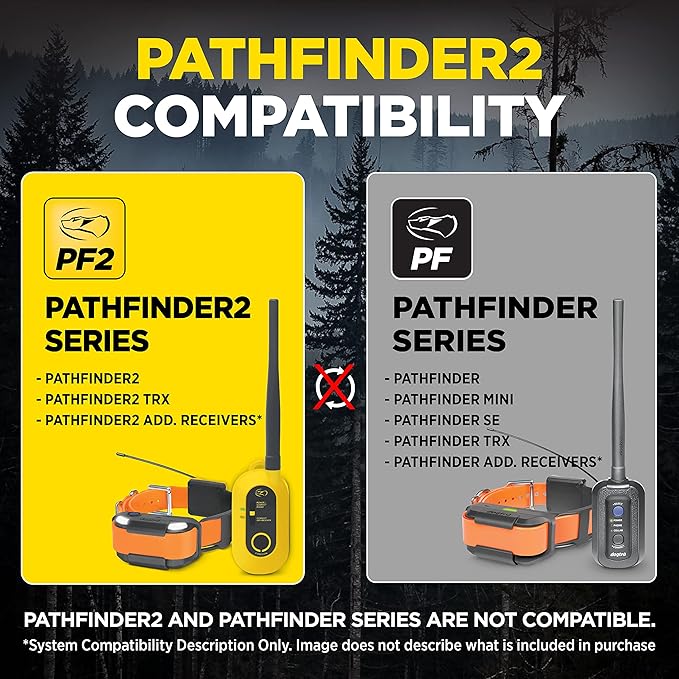 Dogtra 2 Dog Pathfinder 2 GPS Dog Tracker e Collar with PATHFINDER2 Green Add on Receiver LED Light No Monthly fees Free App Waterproof Smartwatch Control Long Range Multiple Dogs Smartphone Required