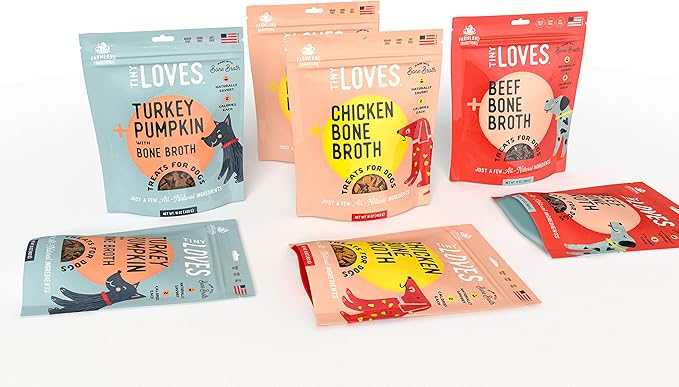 Farmland Traditions Tiny Loves Jerky Trainer Treats for Dogs w/Bone Broth (Turkey & Pumpkin, 16 oz.)