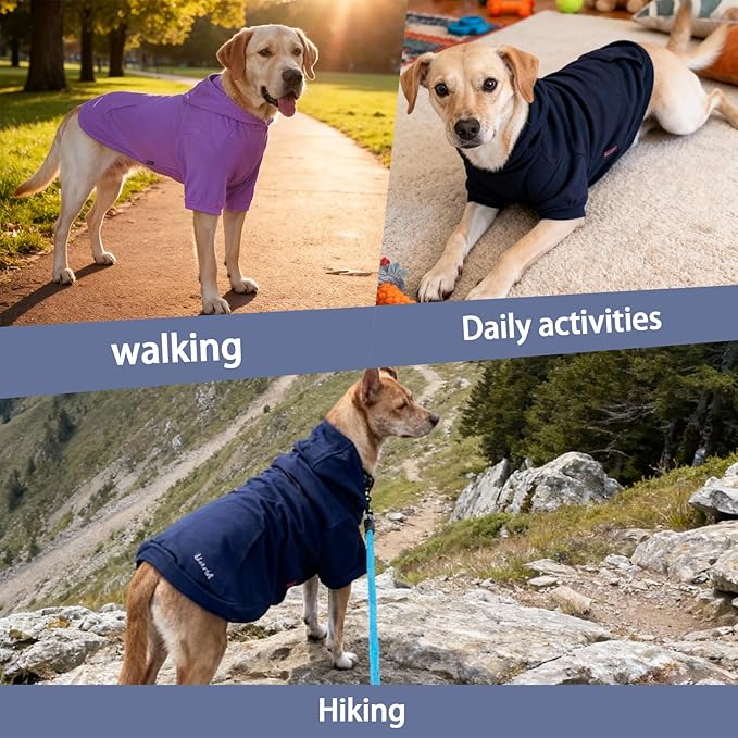 Basic Dog Hoodie, Soft Premium Quality Dog Hoodie Sweater with Leash Hole and Pocket, Cotton Doggy Puppy Sweatshirt Fashion Outfit for Dogs Puppy Small Medium Large - Navy Blue (Small)