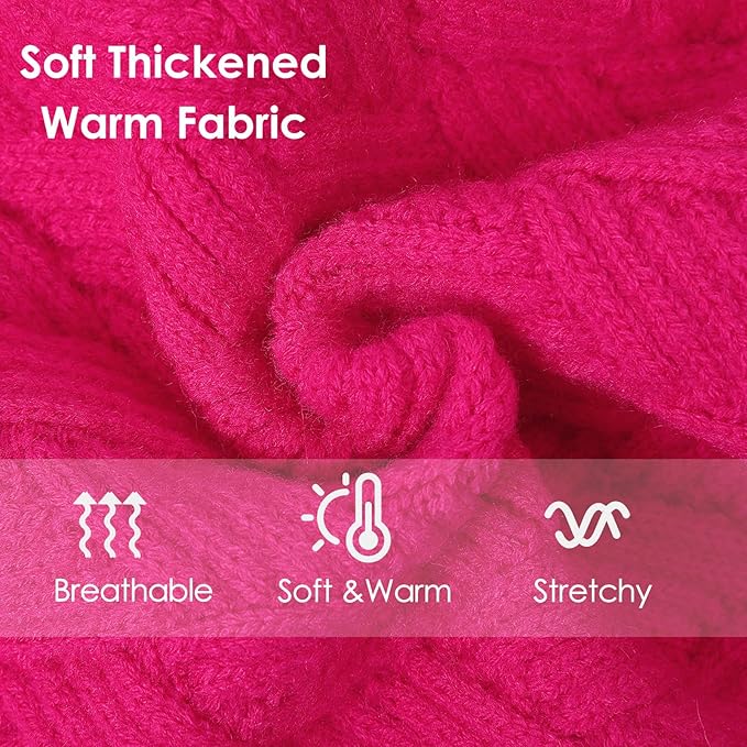 AOFITEE Dog Sweater, Warm Dog Sweaters for Large Dogs, Soft Dogs Christmas Sweater, Turtleneck Girl Pet Pullover, French Bulldog Sweaters, Female Pet Sweatshirt Knitwear for Winter Fall (Rose Red)