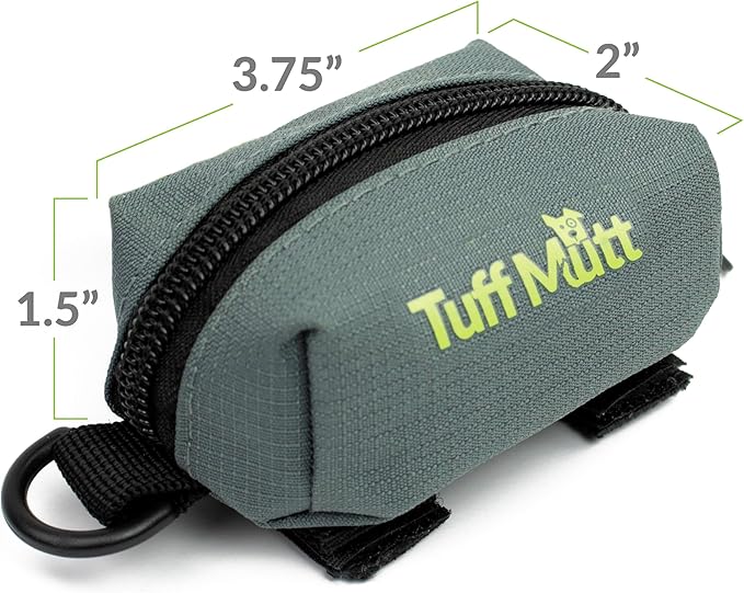 Tuff Mutt Dog Poop Bag Holder for Leash, Lightweight Dispenser for Pet Waste Bags, Easy Cleanup Accessory for All Leashes, Includes Bags
