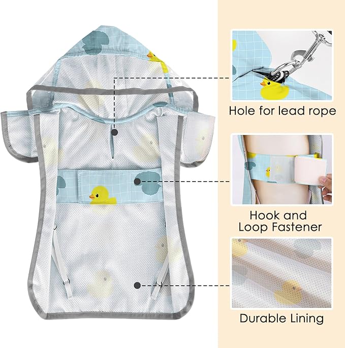 SlowTon Dog Raincoat, Adjustable Dog Rain Jacket Clear Hooded Double Layer, Waterproof Poncho with Reflective Strip Straps and Storage Pocket for Small Medium Large Dogs Puppies(DK XL)