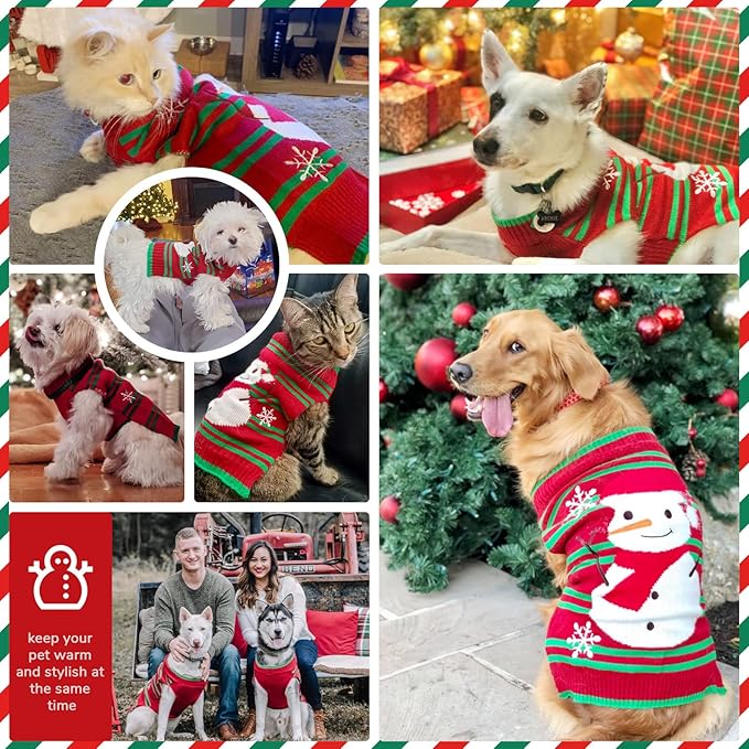 PETCARE Red Snowman Dog Sweater Christmas Dog Sweaters Vest Ugly Snow Xmas Puppy Costume Pet Holiday New Year Fall Winter Clothes for Small Medium Large Dogs Cats Pullover Sweaters Outfits,X-Small