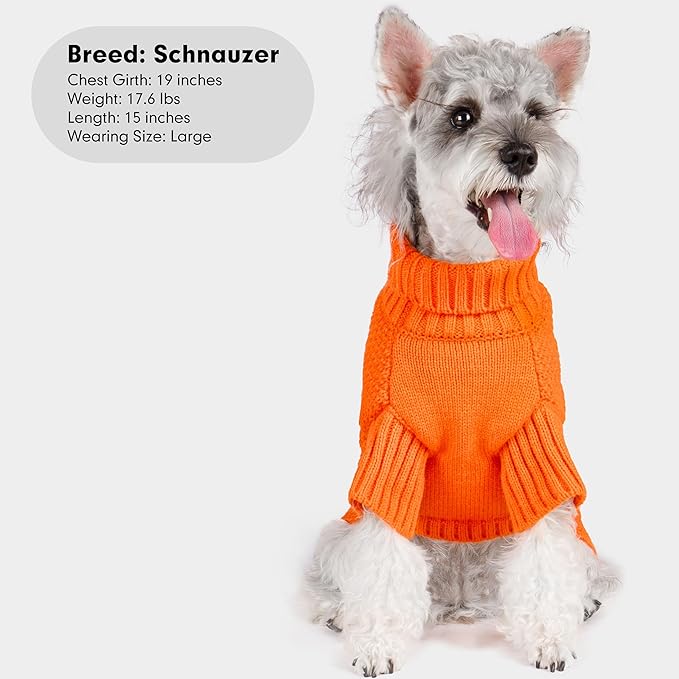 cyeollo Dog Sweater Pullover Turtleneck for Dogs, Classic Knitwear Fall Winter Cold Weather Dog Clothes Warm Pet Apparel Small Medium Large Doggie Sweaters, Orange M
